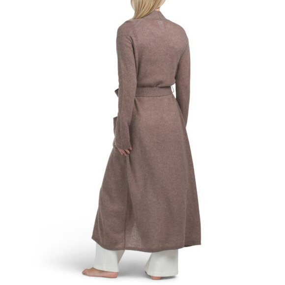 ASPEN Heather Mushroom Cashmere Long Robe - Picture 2 of 2